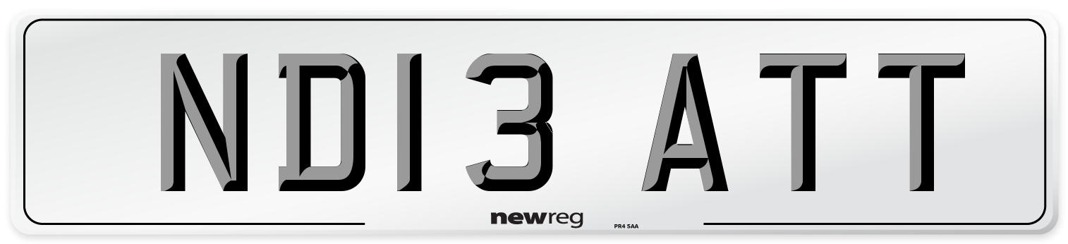 ND13 ATT Number Plate from New Reg